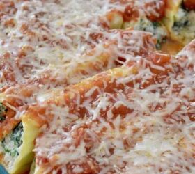 baked penne with ricotta easy 5 ingredient recipe, Turkey Spinach Manicotti in a baking pan