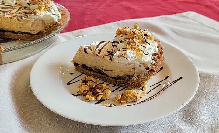 easy peanut butter pie with chocolate ganache, peanut butter pie for dessertswithstephanie com