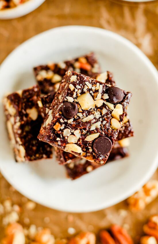 mom s health fudge, Overhead image of a plate of mom s health fudge