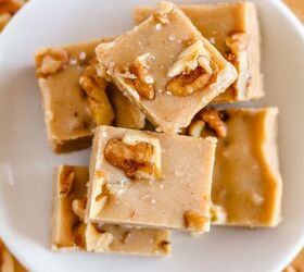 mom s health fudge, salted tahini fudge squares on a plate