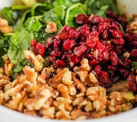 spinach cranberry salad recipe, Ingredients being tossed in a bowl