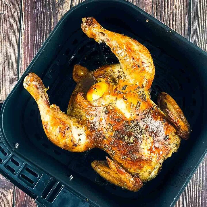 air fryer whole roast chicken with lemon and garlic