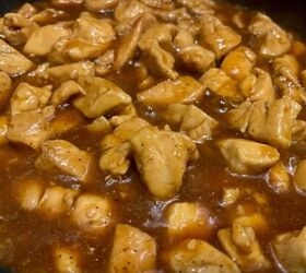 bourbon chicken recipe better than take out bourbon chicken, Bourbon Chicken and sauce in a skillet