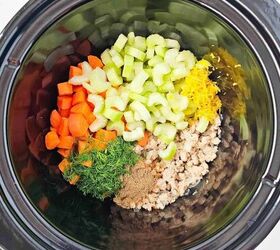 the best ground chicken soup recipe, Ingredients for making ground chicken soup together in a slow cooker