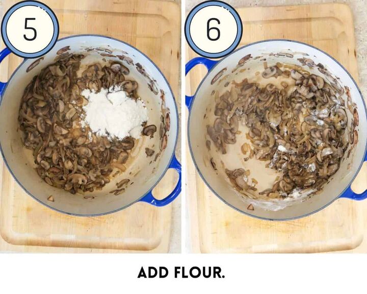 gluten free cream of mushroom soup vegan, process shot for step three for vegan gluten free cream of mushroom soup add flour and mix to create roux