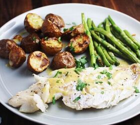 <b>Our dinner suggestion:</b> Sheet Pan Dinner With Fish and Brown Butter Sauce
