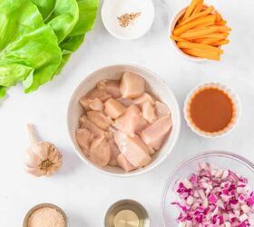 Ingredients for Buffalo chicken lettuce wraps