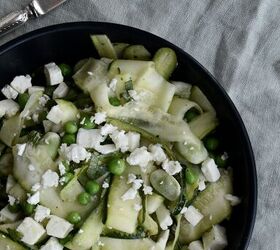 Courgette Salad With Broad Beans, Peas, Goat Cheese, and Mint