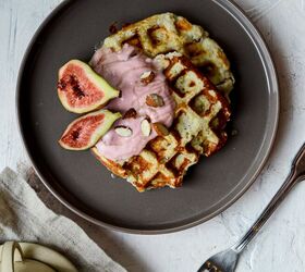 Healthy Waffles With Cherry Yogurt and Figs