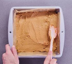 peanut butter brownie blondies, Transferring batter to pan