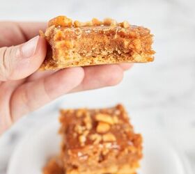 peanut butter brownie blondies, Bitten slice of chewy peanut butter brownie