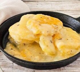 This recipe mixes soft Yukon Gold potatoes with a yummy, dairy-free, creamy sauce