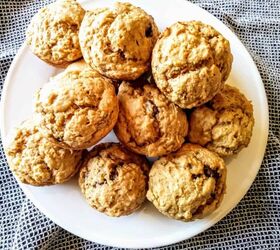 easy vegan peanut butter banana muffins, vegan banana peanut butter muffins on white plate