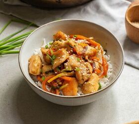 pineapple chicken recipe a burst of sweet savory goodness, Chinese chicken stir fry in a bowl with chopsticks