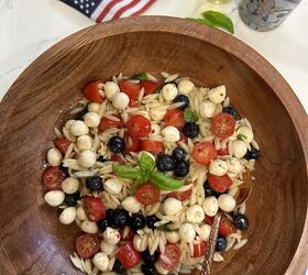 red white blue orzo salad