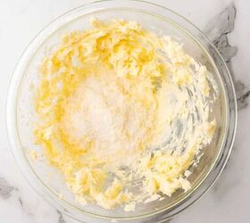 easy lemon shortbread cookies, Creamed butter and sugar in a glass bowl