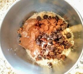 homemade vegan oatmeal date cookies gluten free, ingredients for oatmeal date cookies in a mixing bowl