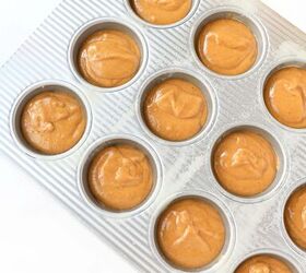 pumpkin pie filling muffins, Pumpkin pie batter in a muffin tin