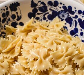 farfalle italian pasta salad, Cooked bowtie pasta in a bowl coated with oil