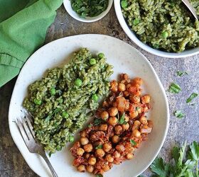 easy green rice, Green rice with harissa chickpeas