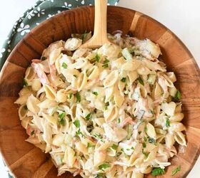 This crab pasta salad is made with creamy Italian dressing and has flavor and flair