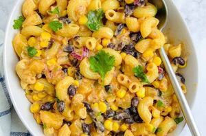 This macaroni salad is easy to make, no-mayo, kid-friendly, and perfect for picnics & BBQ's!