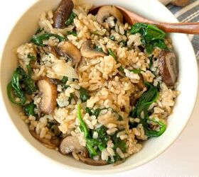 easy spinach mushroom rice recipe vegan friendly, spinach mushroom rice 4