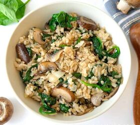 easy spinach mushroom rice recipe vegan friendly, spinach mushroom rice 3