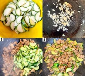 delicious chinese zucchini stir fry with chicken, steps 1234