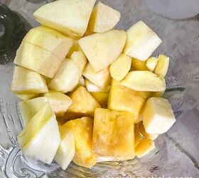 fresh pineapple ginger juice recipe healthy homemade, ingredients in the blender