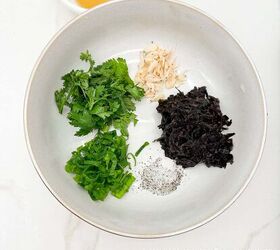 easy chinese seaweed egg drop soup recipe, ingredients in a bowl
