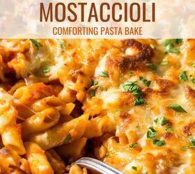 baked mostaccioli recipe easy baked pasta, Baked Mostaccioli Pin with text overlay