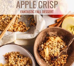 healthy apple crisp recipe easy and delicious, Healthy Apple Crisp Pin with text overlay