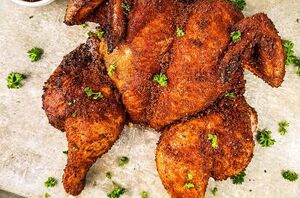 This gorgeous chicken is juicy with crispy skin and full of delicious smoky flavor