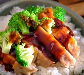 slow cooker chicken teriyaki recipe easy chicken teriyaki, Close up image of Slow Cooker Chicken Teriyaki with white rice and broccoli