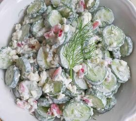 This cucumber salad is crisp, creamy, authentically Greek, and ridiculously easy to make!