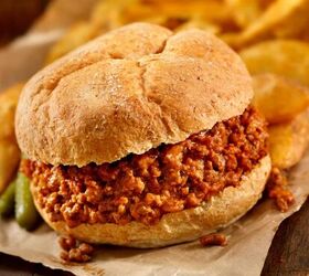 crock pot sloppy joes slow cooker sloppy joe recipe, Close up image of Crock Pot Sloppy Joes on parchment paper