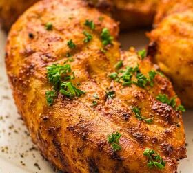 the ultimate air fryer chicken breast recipe tender inside crispy ou, Air fryer chicken breast garnished with finely chopped parsley