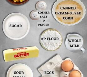 best southern corn pudding, An image demonstrating the ingredients that go into a southern corn pudding recipe