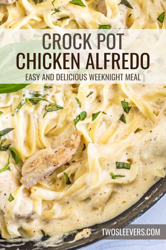 crock pot chicken alfredo slow cooker chicken alfredo recipe, Crock Pot Chicken Alfredo Pin with text overlay