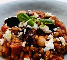 Pearl Barley Tomato Stew With Butter Beans, Olives, and Feta