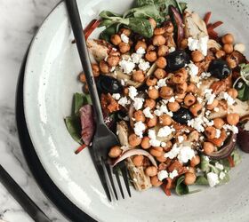 Chickpea, Olive, and Marinated Artichoke Salad With Mixed Leaves