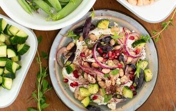 Mediterranean Style White Bean Salad With Feta Yogurt and Cucumber