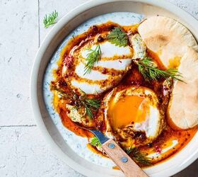 turkish eggs easy and delicious clbr recipe, Overhead image of Turkish Eggs in a bowl