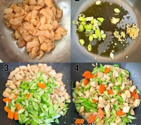 delicious and healthy chicken celery stir fry recipe, steps 1234