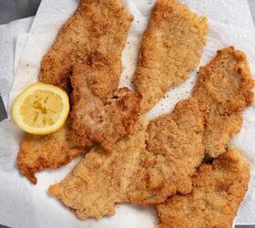 gluten free pan fried turkey cutlets, Pan fried turkey cutlets on paper towels with a half lemon