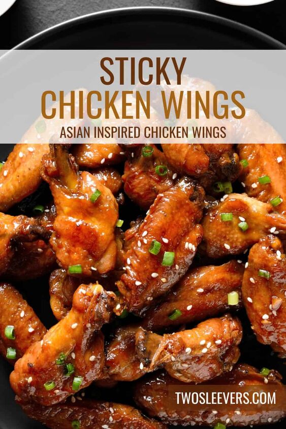 sticky chicken wings oven baked chinese chicken wings, Sticky Chicken Wings Pin with text overlay