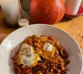 chorizo and bean one pot with poached eggs