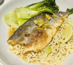 Chilli Lime Ginger Sea Bass With Pak Choi in Light Broth