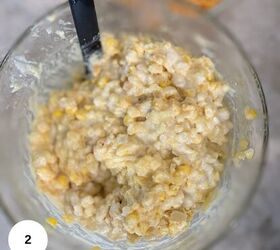 gluten free corn casserole, All of the ingredients mixed together in a bowl